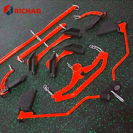 Acessórios para equipamentos de academia de ginástica comerciais usados ​​em casa 8 peças combinadas alças para serviço pesado Barra suspensa lateral para fixação de máquina de cabo
